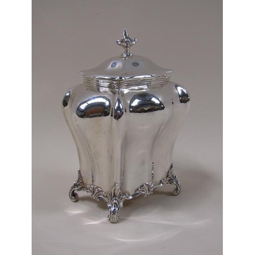 1752 - An Edwardian tea caddy of lobed form, Sheffield 1901, 10.1ozt, 15.5cm h.