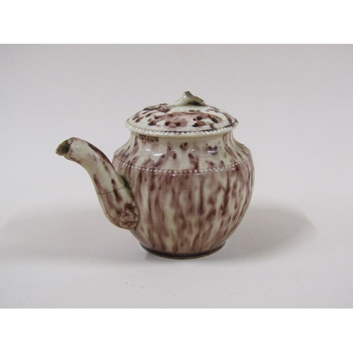 1964 - An 18c Whieldon ware miniature teapot, a/f, 8cm h.