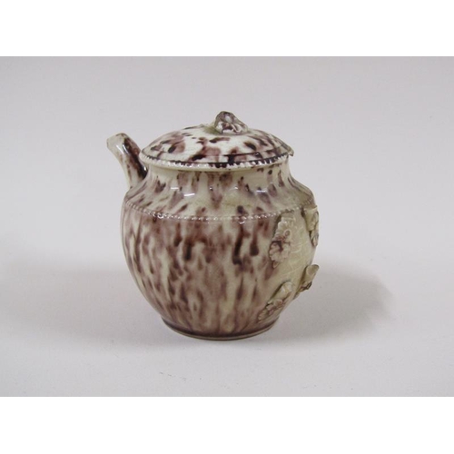 1964 - An 18c Whieldon ware miniature teapot, a/f, 8cm h.