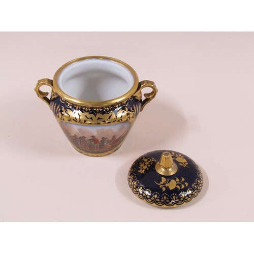 1968 - A Dresden Helena Wolfsohn porcelain tea service decorated on a cobalt blue ground with gilding, with... 