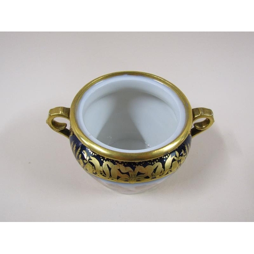 1968 - A Dresden Helena Wolfsohn porcelain tea service decorated on a cobalt blue ground with gilding, with... 