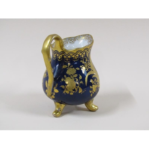 1968 - A Dresden Helena Wolfsohn porcelain tea service decorated on a cobalt blue ground with gilding, with... 