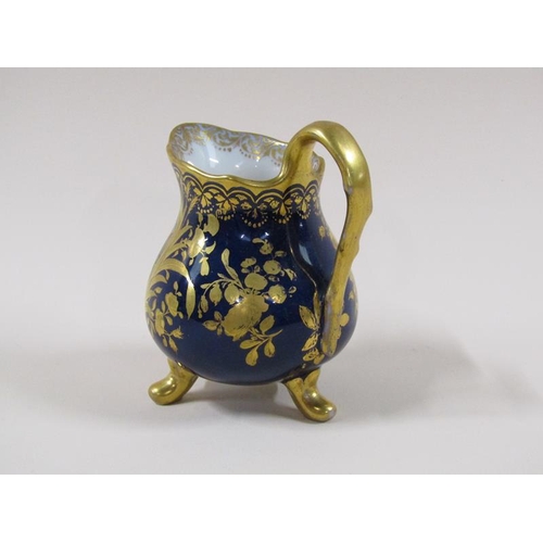 1968 - A Dresden Helena Wolfsohn porcelain tea service decorated on a cobalt blue ground with gilding, with... 