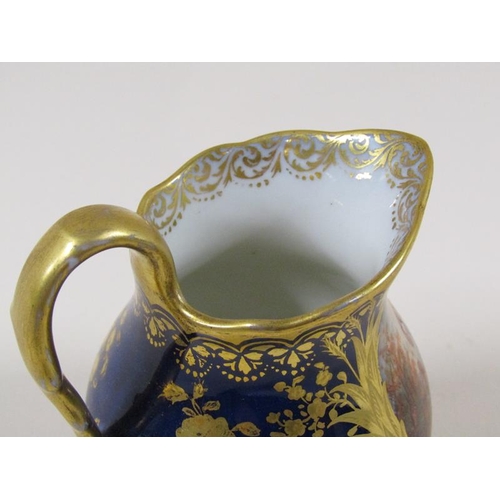 1968 - A Dresden Helena Wolfsohn porcelain tea service decorated on a cobalt blue ground with gilding, with... 