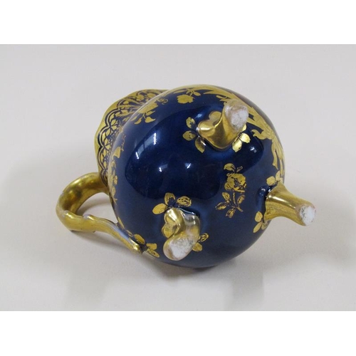 1968 - A Dresden Helena Wolfsohn porcelain tea service decorated on a cobalt blue ground with gilding, with... 