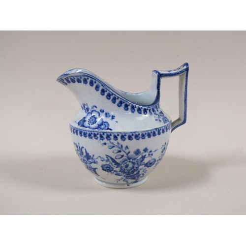 1970 - An early 19c pearlware cream jug, transfer printed blue and white with floral decoration, 9cm h.