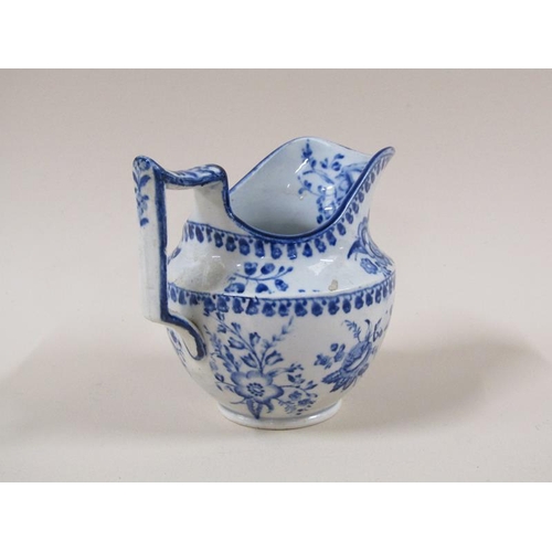 1970 - An early 19c pearlware cream jug, transfer printed blue and white with floral decoration, 9cm h.