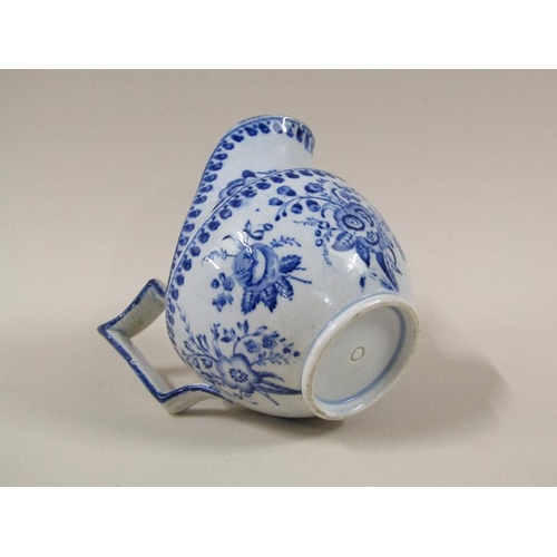 1970 - An early 19c pearlware cream jug, transfer printed blue and white with floral decoration, 9cm h.