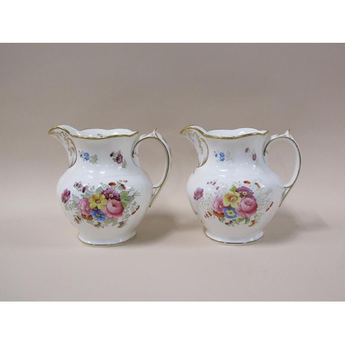 1972 - Three Coalport Royal Commemorative jugs with floral decoration and gilding, with syphers for Queen V... 