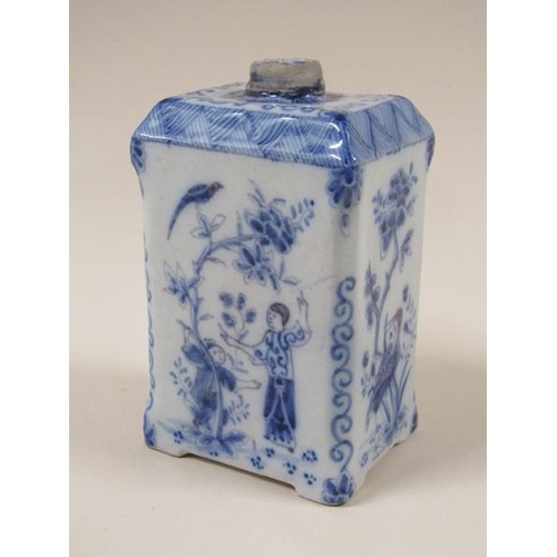 1975 - An Oriental style Delft tea cannister decorated with birds, flowers and figures, signed 'HF' to base... 