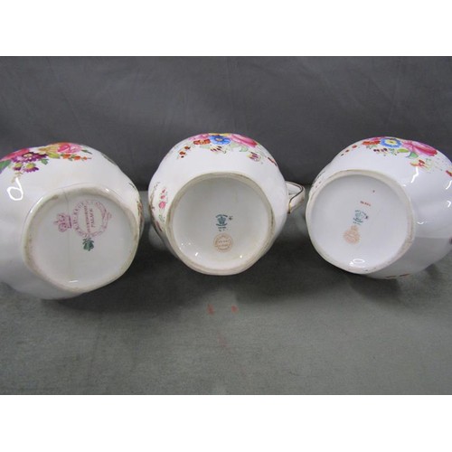 1972 - Three Coalport Royal Commemorative jugs with floral decoration and gilding, with syphers for Queen V... 