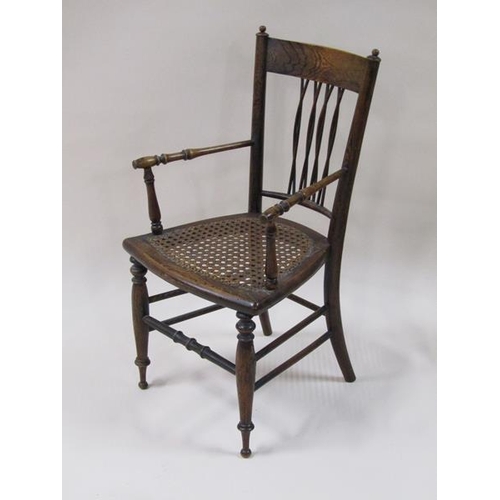 2024 - A 19c model apprentice chair, c.1830, with interlaced back spindles and curved top rails supported o... 