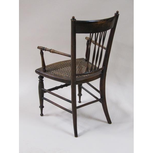 2024 - A 19c model apprentice chair, c.1830, with interlaced back spindles and curved top rails supported o... 