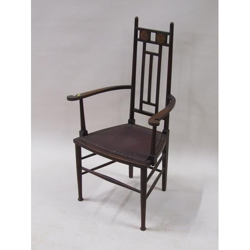 2035 - A late 19c open armchair, designed and constructed in the manner of E W Godwin, c.1880, 110cm h.