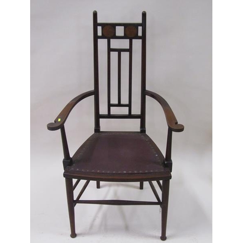 2035 - A late 19c open armchair, designed and constructed in the manner of E W Godwin, c.1880, 110cm h.