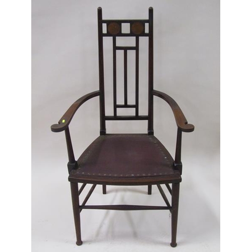 2035 - A late 19c open armchair, designed and constructed in the manner of E W Godwin, c.1880, 110cm h.