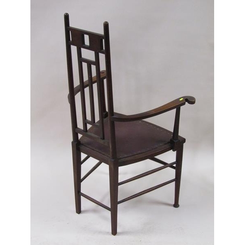 2035 - A late 19c open armchair, designed and constructed in the manner of E W Godwin, c.1880, 110cm h.