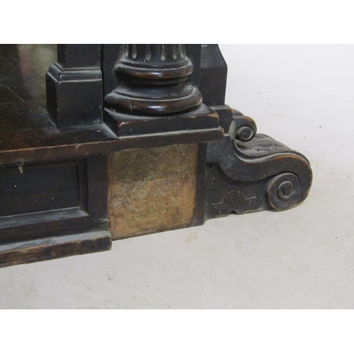 2067 - A 19c oak centre table of rectangular form, the table edge and frieze lunette carved and supported o... 