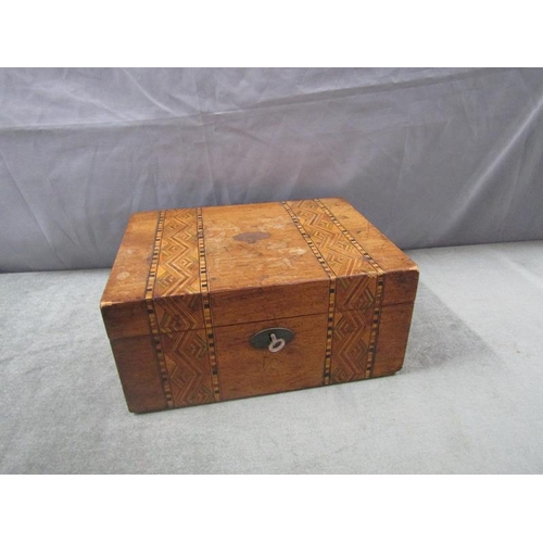 1505 - Victorian tunbridge ware writing box, 26cms w