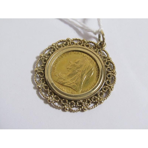 1515 - Victorian gold half sovereign 1900 in 9ct gold pendant mount