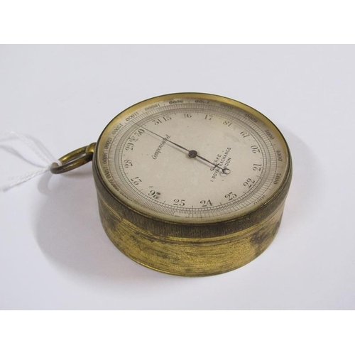 1526 - Clerke of London compensated altimeter in brass case, 7cm diam