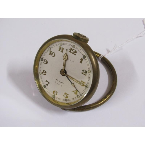 1531 - Tiffany & Co alarm mechanism brass cased travel clock with eight day movement