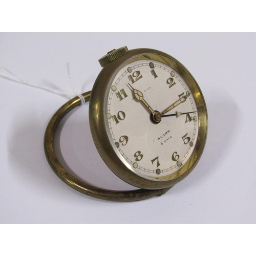 1531 - Tiffany & Co alarm mechanism brass cased travel clock with eight day movement