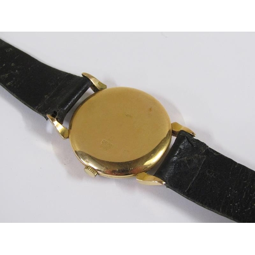 1558 - Geneve 18ct gold cased watch movement with leather strap