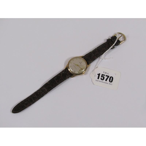 1570 - Tudor gold cased gents watch with leather strap