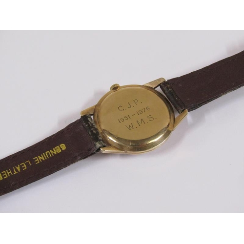 1570 - Tudor gold cased gents watch with leather strap