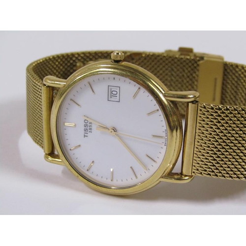 1575 - Tissot 1853 gents 18ct gold watch movement with gilt metal strap and stainless steel gilt metal fitt... 