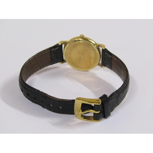 1580 - Tissot 1853 ladies 18ct gold watch movement with black leather strap