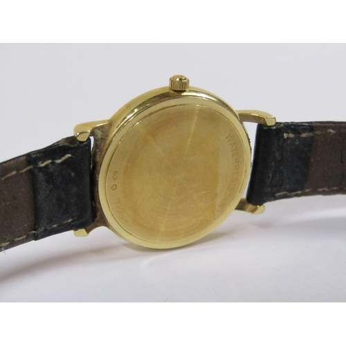 1580 - Tissot 1853 ladies 18ct gold watch movement with black leather strap