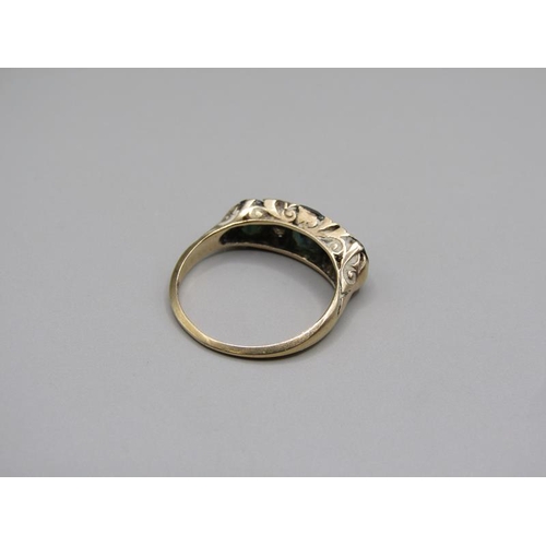 1598 - Gold five stone diamond and sapphire ring size k