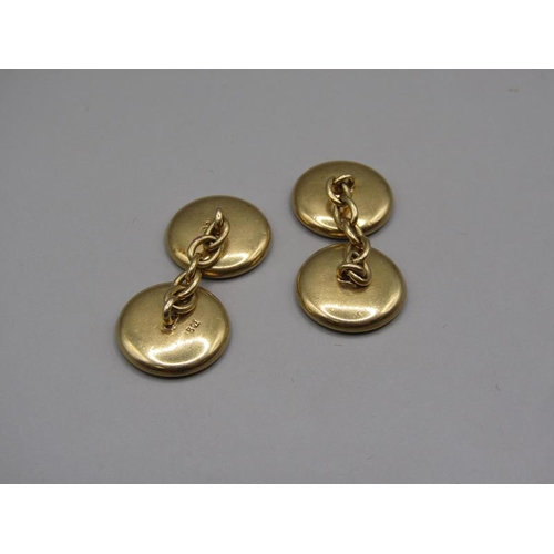 1614 - A pair of 18ct gold pearl set cufflinks, total 9.2g.