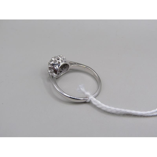 1648 - 18ct white gold diamond cluster set ring size n