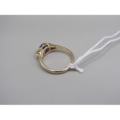 1649 - 14ct gold diamond and sapphire set ring size l