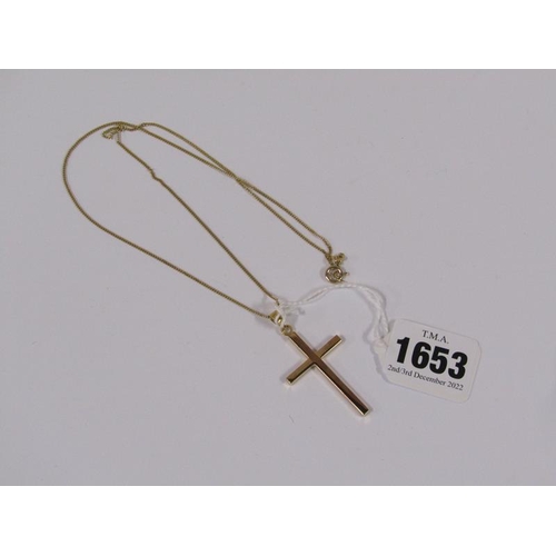 1653 - 9ct gold crucifix on chain