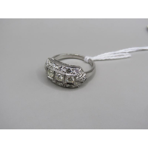 1659 - Platinum art deco style diamond set ring size N