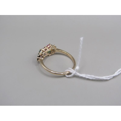 1660 - Gold pink and blue sapphire set ring, size Q