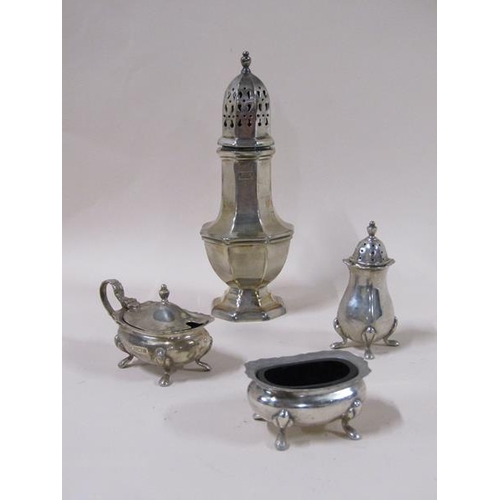 1675 - Silver tazza and a three piece silver cruet