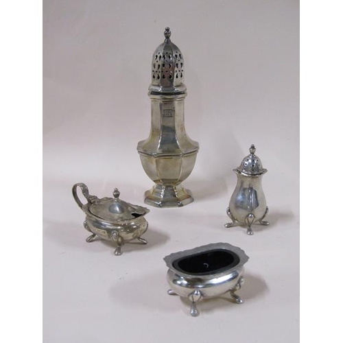 1675 - Silver tazza and a three piece silver cruet