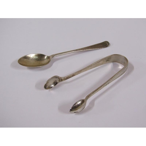 1681 - Box of six silver teaspoons and a pair of tongs