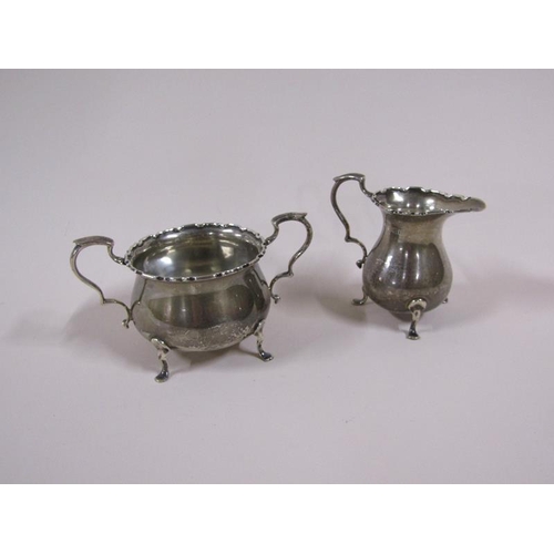 1684 - Silver cream jug and a two handled sugar pot