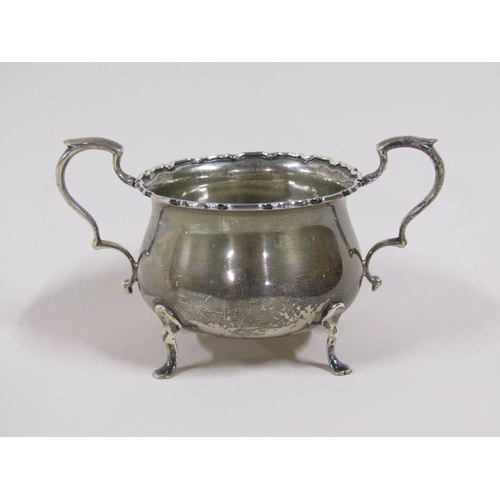 1684 - Silver cream jug and a two handled sugar pot