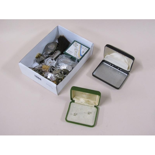 1689 - Box of misc. metal cufflinks, watches, etc