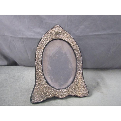 1777 - Silver mounted photo frame, stands 33cm h