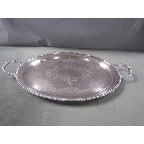 1833 - Two handled plated tray