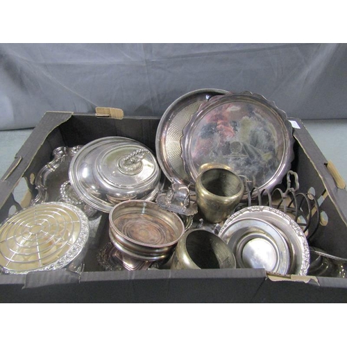 1834 - Box of misc. items of both silver and Sheffield plate