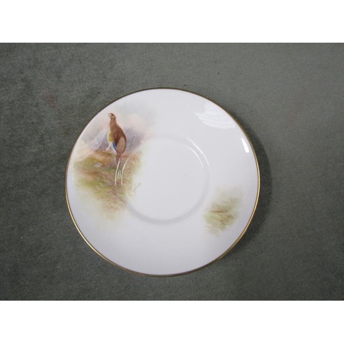 1911 - Two Royal Worcester hand painted fruit plates, 15cm diam; cup & saucer with grouse